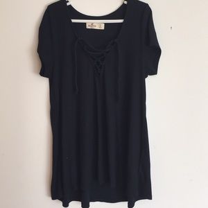 Hollister shirt with lace up detail